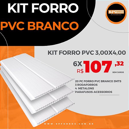 Kit Completo Forro PVC Branco Frisado 3x4m – Instale e Transforme