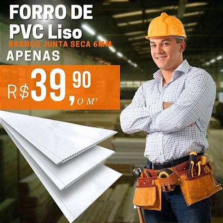Forro Light Liso Branco Junta Seca TWB Forros – PVC 6mm | R$39,90/m² em Oferta