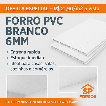 Forro de PVC Branco 6mm – Oferta Especial R$ 21,90/m² | Entrega Rápida | Loja SP Forros