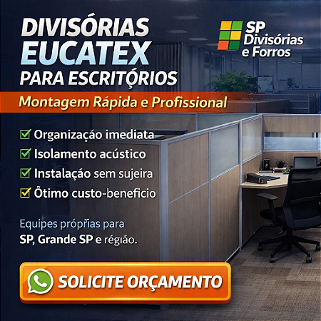 Divisórias Eucatex com Instalação Profissional – Solução Completa para Escritórios