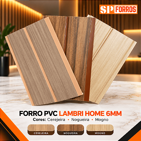 Forro PVC Amadeirado Lambri Home Madex 6mm | R$69,90/m²
