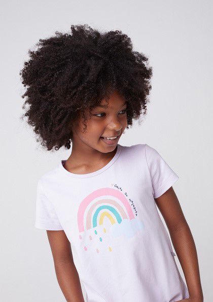Camiseta Infantil Hering Lilás Estampa Arco Iris 5CHA/4Len
