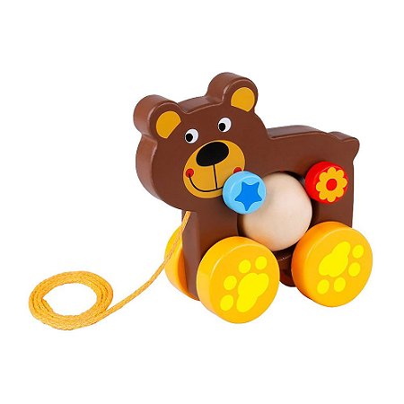 Carrinho de Madeira Urso Divertido Tooky Toy
