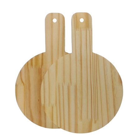Tábua para servir sousplat em madeira pinus mesa posta raquete redonda