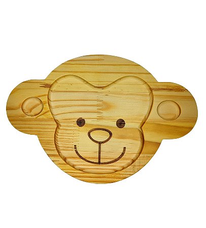 Prato infantil de bichinho em madeira - Macaco