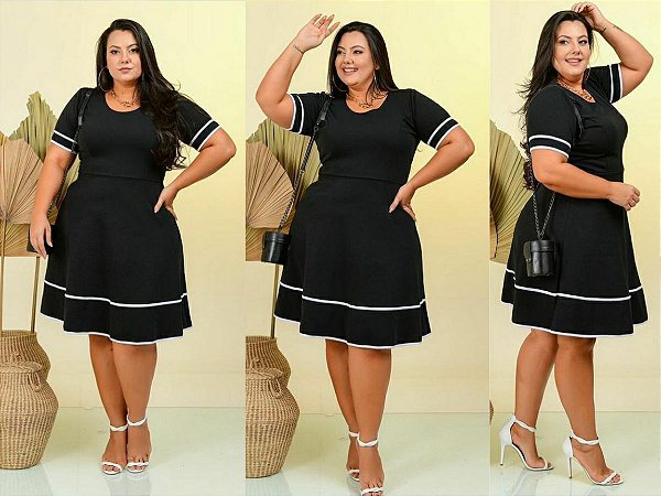 Vestido Feminino Plus Size Godê Rodado Midi Moda Evangélica - Shalon Modas  Fabi