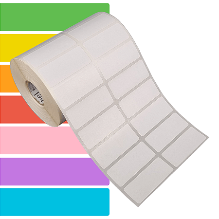 Etiqueta adesiva 50x20mm 5x2cm (2 colunas) BOPP p/ Zebra Argox Elgin - Rolo c/ 2608 (30m)