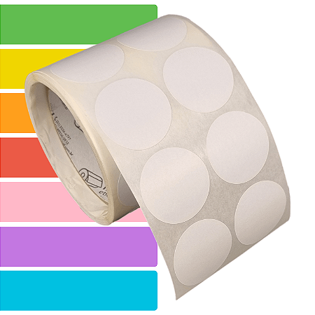 Etiqueta adesiva redonda 40mm 4cm BOPP p/ congelados - Rolo c/ 500 (10,5m)