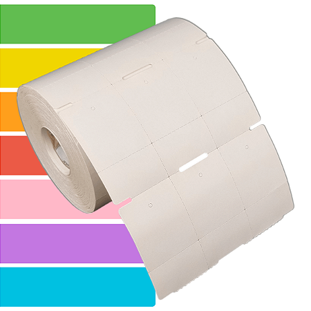 Etiqueta tag roupa 35x60mm 3,5x6cm (3 colunas) 1 picote Couche cartão p/ Zebra Argox Elgin - Rolo c/ 1500 (30m)