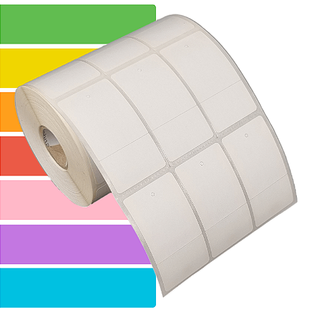 Etiqueta tag roupa adesiva 33x60mm 3,3x6cm (3 colunas) 1 corte Couche p/ Zebra Argox Elgin - Rolo c/ 1428 (30m)