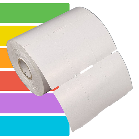 Etiqueta tag roupa adesiva 35x60mm 3,5x6cm (3 colunas) sem picote Térmica cartão (impressão s/ ribbon) Rolo 30m