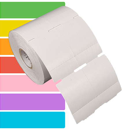 Etiqueta tag roupa 40x60mm 4x6cm (2 colunas) 1 picote Couche cartão 150g Zebra Argox Elgin - Rolo c/ 1000 (30m)