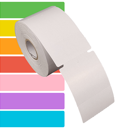 Etiqueta tag roupa 50x75mm 5x7,5cm (1 coluna) 1 picote Couche cartão p/ Zebra Argox Elgin - Rolo c/ 400 (30m)