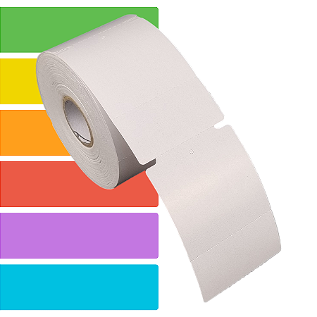 Etiqueta tag roupa adesiva 50x75mm 5x7,5cm (1 coluna) 1 picote Térmica cartão (impressão s/ ribbon) Rolo c/ 30m