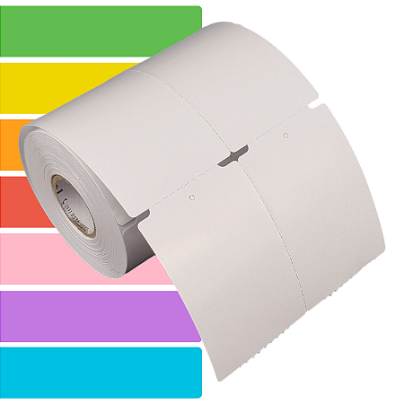 Etiqueta tag roupa 50x75mm 5x7,5cm (2 colunas) sem picote Couche cartão Zebra Argox Elgin - Rolo c/ 800 (30m)