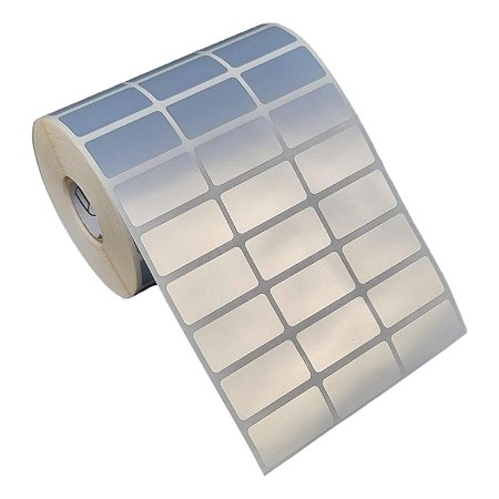Etiqueta adesiva 33x17mm 3,3x1,7cm (3 colunas) Poliéster Cromo Fosco p/ Zebra Argox Elgin - Rolo c/ 4500 (30m)