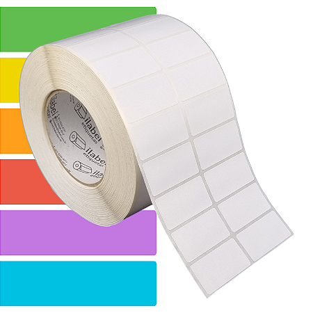 Etiqueta adesiva 50x25mm 5x2,5cm (2 colunas) Térmica (impressão sem ribbon) - Rolo c/ 90m Tubete 3 polegadas