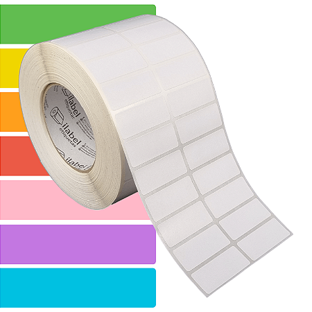 Etiqueta adesiva 50x20mm 5x2cm (2 colunas) Couche p/ Zebra ZT230 S4M ZT410 - Rolo c/ 90m Tubete 3 polegadas