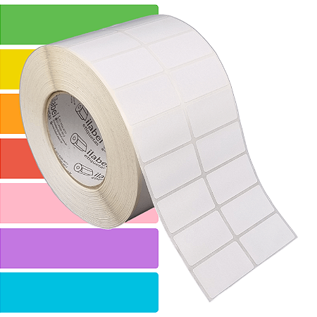 Etiqueta adesiva 50x25mm 5x2,5cm (2 colunas) Couche p/ Zebra ZT230 S4M ZT410 - Rolo c/ 90m Tubete 3 polegadas