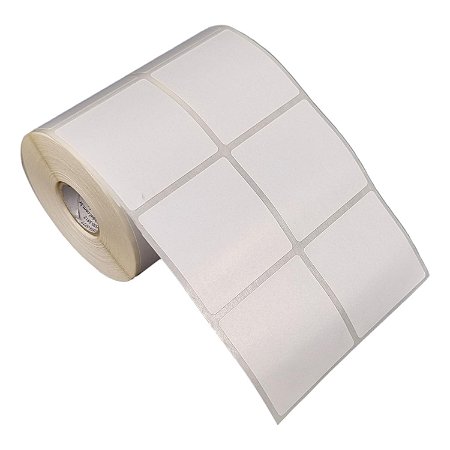 Etiqueta adesiva 50x50mm 5x5cm (2 colunas) Poliéster branco brilho p/ Zebra Argox Elgin - Rolo c/ 1132 (30m)