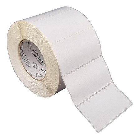 Etiqueta adesiva 26x54mm 2,6x5,4cm (4 colunas) Poliéster branco brilho Zebra ZT230 S4M ZT410 Rolo 90m Tubete 3 polegadas