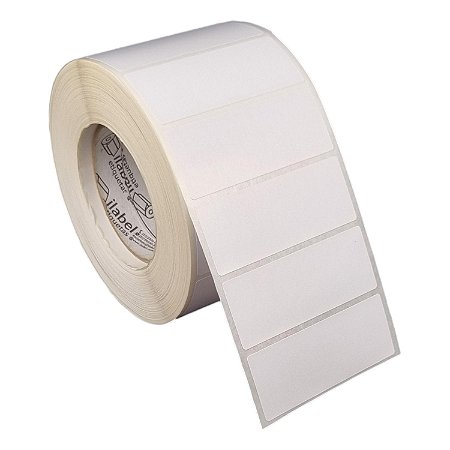 Etiqueta adesiva 90x35mm 9x3,5cm Poliéster branco brilho p/ Zebra ZT230 S4M ZT410 - Rolo c/ 2368 90m Tubete 3 polegadas