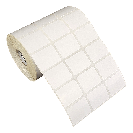 Etiqueta adesiva 33x25mm 3,3x2,5cm (3 colunas) Poliéster branco brilho p/ Zebra Argox Elgin - Rolo c/ 3213 (30m)