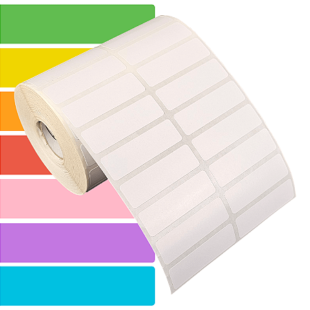 Etiqueta adesiva 50x15mm 5x1,5cm (2 colunas) Couche p/ Zebra Argox Elgin - Rolo c/ 3332 (30m)