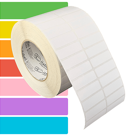 Etiqueta adesiva 50x15mm 5x1,5cm (2 colunas) Couche p/ Zebra ZT230 S4M ZT410 - Rolo c/ 90m Tubete 3 polegadas