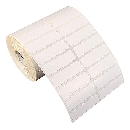 Etiqueta adesiva 50x15mm 5x1,5cm (2 colunas) Poliéster branco brilho p/ Zebra Argox Elgin - Rolo c/ 3332 (30m)