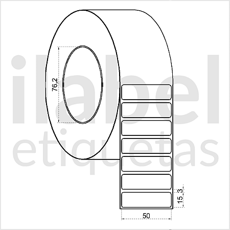 Etiqueta adesiva 50x15mm 5x1,5cm (1 coluna) BOPP p/ Zebra ZT230 S4M ZT410 - Rolo c/ 90m Tubete 3 polegadas