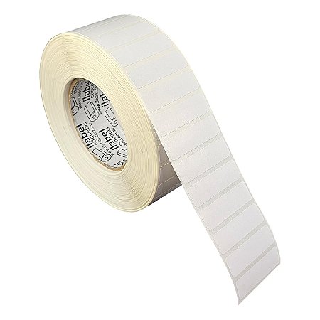 Etiqueta adesiva 50x15mm 5x1,5cm (1 coluna) Poliéster branco brilho p/ Zebra ZT230 S4M ZT410 Rolo c/ 90m Tubete 3 pol