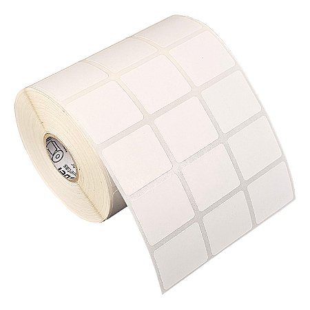 Etiqueta adesiva 30x25mm 3x2,5cm (3 colunas) Poliéster branco brilho p/ Zebra Argox Elgin - Rolo c/ 3213 (30m)