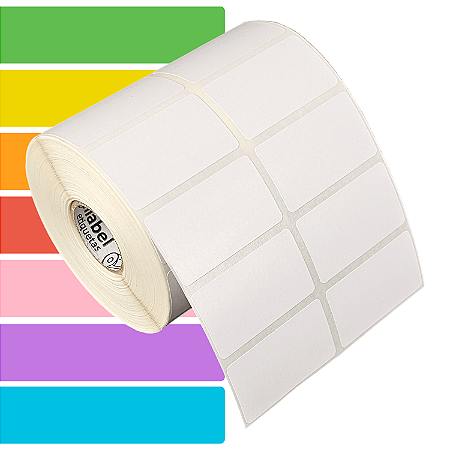 Etiqueta adesiva 45x25mm 4,5x2,5cm (2 colunas) Couche p/ Zebra Argox Elgin - Rolo c/ 2142 (30m)
