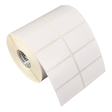Etiqueta adesiva 45x25mm 4,5x2,5cm (2 colunas) Poliéster branco brilho p/ Zebra Argox Elgin Rolo c/ 2142 (30m)