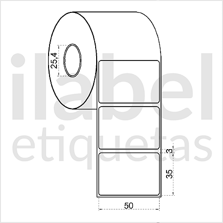 Etiqueta adesiva 50x35mm 5x3,5cm (1 coluna) Térmica (impressão sem ribbon) impressora térmica direta Rolo 30m