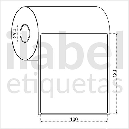 Etiqueta adesiva 100x120mm 10x12cm Poliéster branco brilho p/ Zebra Argox Elgin - Rolo c/ 243 (30m)