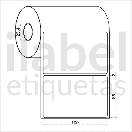 Etiqueta adesiva 100x65mm 10x6,5cm Couche p/ Zebra Argox Elgin - Rolo c/ 441 (30m)