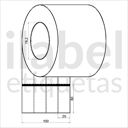 Etiqueta de composição têxtil lavável 25x60mm 2,5x6cm (4 col) Nylon resinado p/ Zebra Argox Elgin Rolo c/ 7992 (120m)