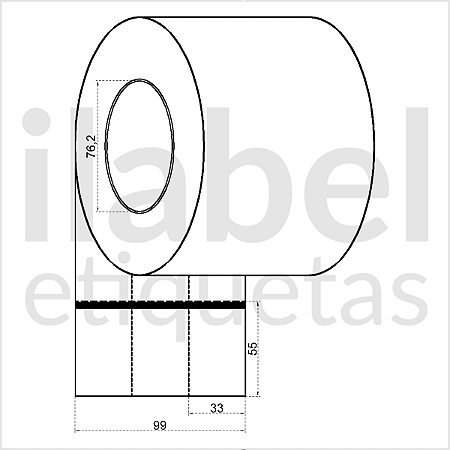 Etiqueta de composição têxtil lavável 33x55mm 3,3x5,5cm (3 colunas) Nylon resinado p/ Zebra Argox - Rolo c/ 6534 (120m)