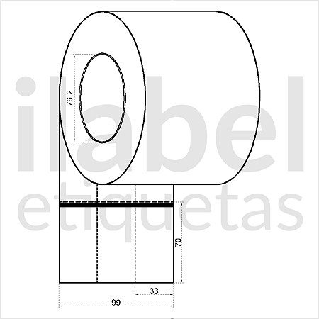 Etiqueta de composição têxtil lavável 33x70mm 3,3x7cm (3 col) Nylon resinado p/ Zebra Argox Elgin Rolo c/ 5139 (120m)