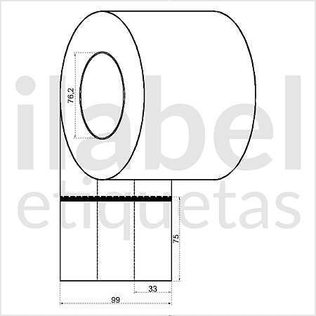 Etiqueta de composição têxtil lavável 33x75mm 3,3x7,5cm (3 colunas) Nylon resinado p/ Zebra Argox - Rolo c/ 4800 (120m)