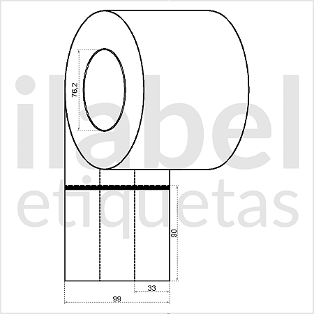 Etiqueta de composição têxtil lavável 33x90mm 3,3x9cm (3 col) Nylon resinado p/ Zebra Argox Elgin Rolo c/ 3996 (120m)