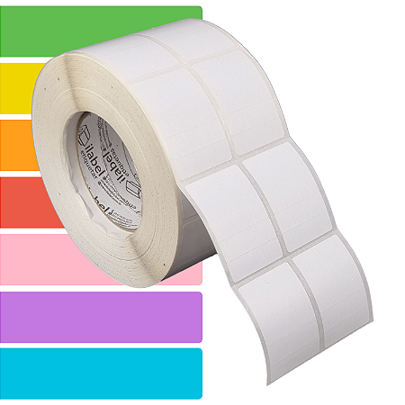 Etiqueta tag roupa adesiva 40x60mm 4x6cm (2 col) 2 cortes Couche p/ Zebra ZT230 S4M ZT410 Rolo 90m Tubete 3 pol