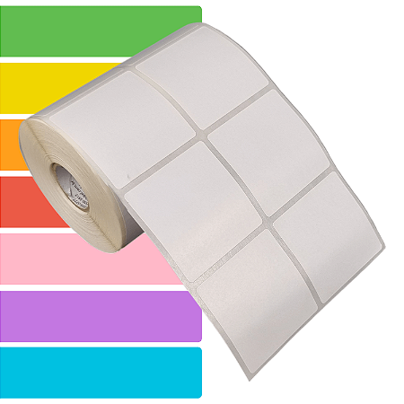 Etiqueta adesiva 50x50mm 5x5cm (2 colunas) Couche p/ Zebra Argox Elgin - Rolo c/ 1132 (30m)