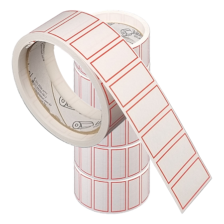 Etiqueta adesiva tarja borda vermelha multiuso 40x20mm 4x2cm - 5 rolos com 600 (12m)