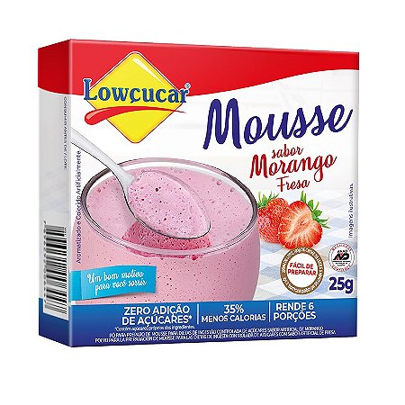 Mousse Lowçucar Zero Açúcares Sabor Morango 25g