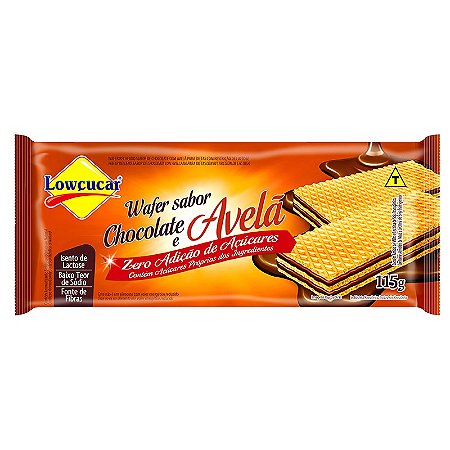 Bolacha Wafer Lowçucar Sabor Chocolate E Avelã Zero Açucar 115g