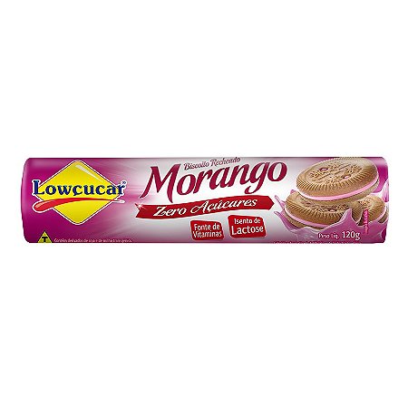 Biscoito Recheado Lowçucar Zero Açúcares Sabor Morango 120g