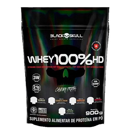Whey 100% HD Refil Black Skull Sabor Baunilha 900g